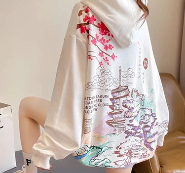 Holen Sie sich Ihre Streetwear mit diesem exquisiten japan Kirschblüten-Kapuzenpullover!