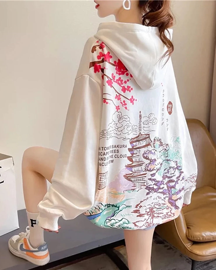 Holen Sie sich Ihre Streetwear mit diesem exquisiten japan Kirschblüten-Kapuzenpullover!